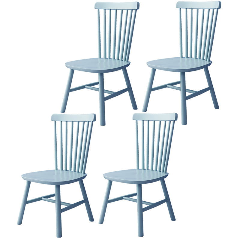 Contemporary Kitchen Wood Square Dining Chair Windsor Back Dining Side Chair Sky Blue Set of 4 Clearhalo ' kitchen&dining_furn' 'Dining Chairs' 'Dining Tables & Seating' 'dining_chair' 'Furniture' 'furniture_dining_chair' 'Kitchen & Dining Furniture' 'kitchen' 3455404