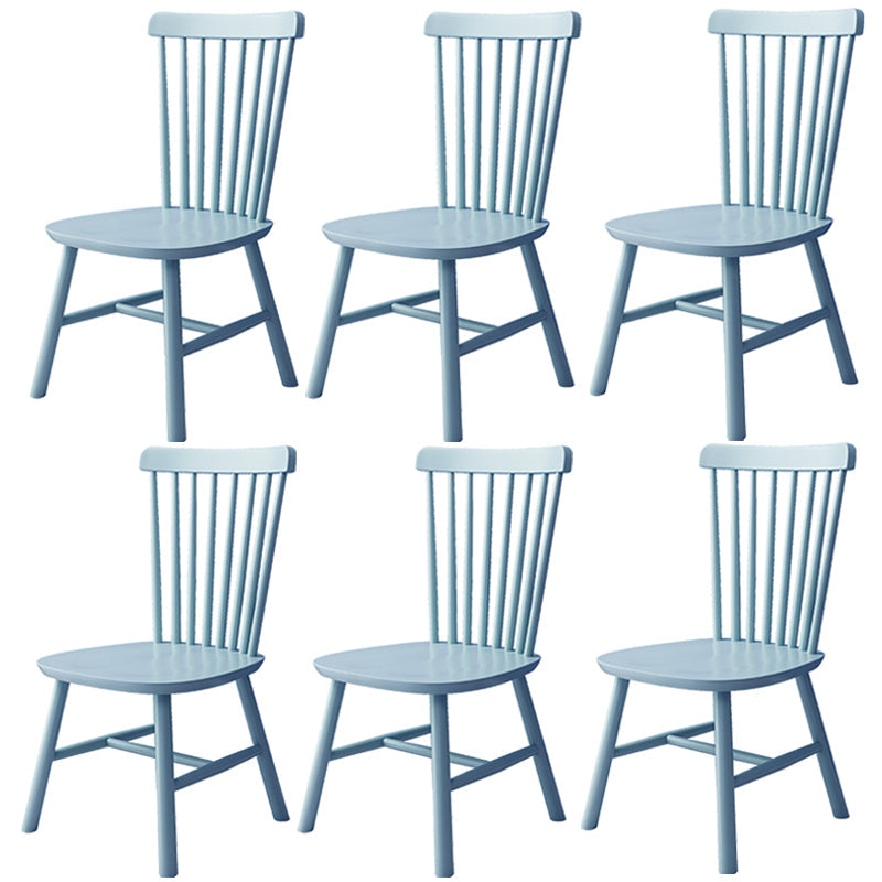 Contemporary Kitchen Wood Square Dining Chair Windsor Back Dining Side Chair Sky Blue Set of 6 Clearhalo ' kitchen&dining_furn' 'Dining Chairs' 'Dining Tables & Seating' 'dining_chair' 'Furniture' 'furniture_dining_chair' 'Kitchen & Dining Furniture' 'kitchen' 3455407