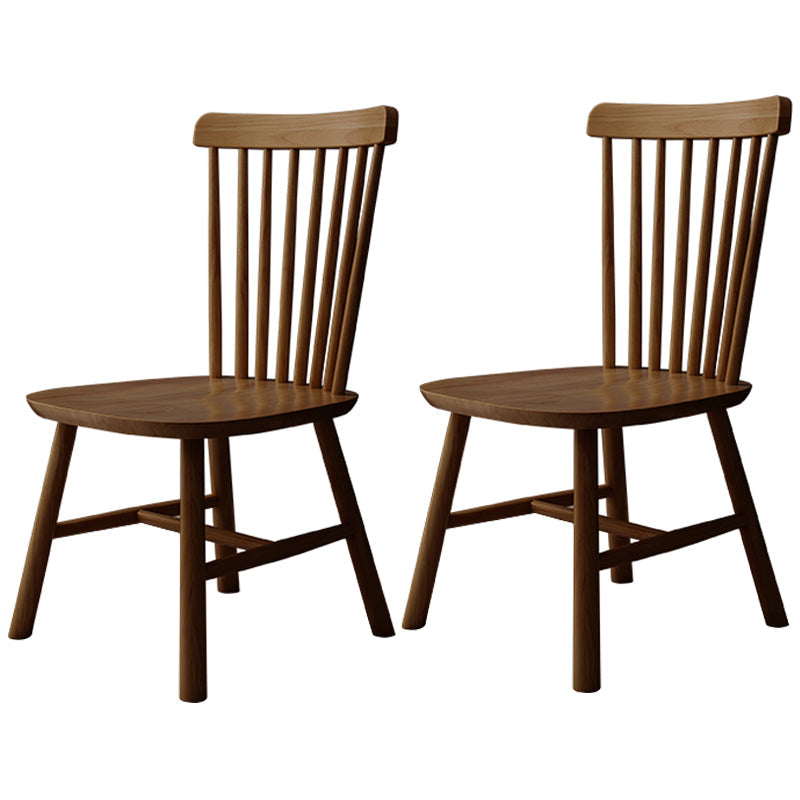 Contemporary Kitchen Wood Square Dining Chair Windsor Back Dining Side Chair Walnut Set of 2 Clearhalo ' kitchen&dining_furn' 'Dining Chairs' 'Dining Tables & Seating' 'dining_chair' 'Furniture' 'furniture_dining_chair' 'Kitchen & Dining Furniture' 'kitchen' 3455409