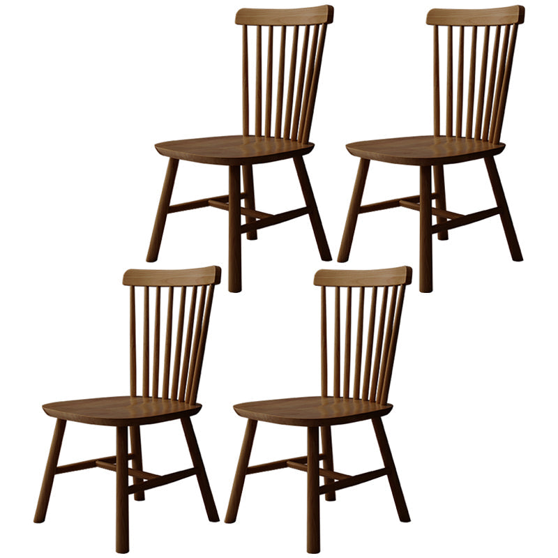 Contemporary Kitchen Wood Square Dining Chair Windsor Back Dining Side Chair Walnut Set of 4 Clearhalo ' kitchen&dining_furn' 'Dining Chairs' 'Dining Tables & Seating' 'dining_chair' 'Furniture' 'furniture_dining_chair' 'Kitchen & Dining Furniture' 'kitchen' 3455411