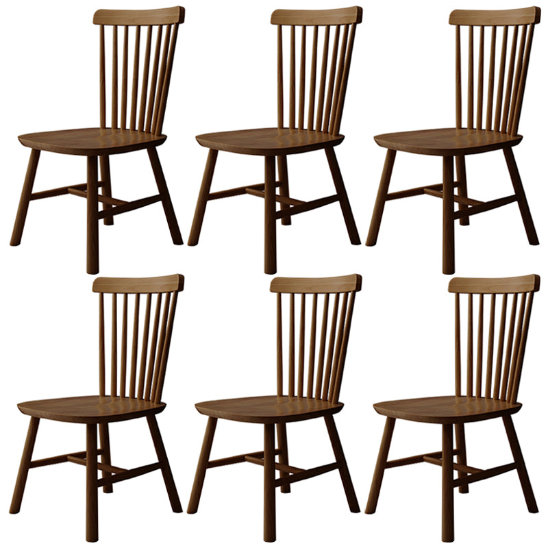 Contemporary Kitchen Wood Square Dining Chair Windsor Back Dining Side Chair Walnut Set of 6 Clearhalo ' kitchen&dining_furn' 'Dining Chairs' 'Dining Tables & Seating' 'dining_chair' 'Furniture' 'furniture_dining_chair' 'Kitchen & Dining Furniture' 'kitchen' 3455412
