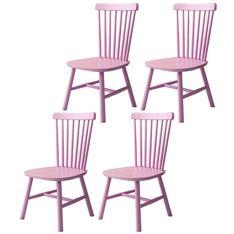 Contemporary Kitchen Wood Square Dining Chair Windsor Back Dining Side Chair Rose Bloom Set of 4 Clearhalo ' kitchen&dining_furn' 'Dining Chairs' 'Dining Tables & Seating' 'dining_chair' 'Furniture' 'furniture_dining_chair' 'Kitchen & Dining Furniture' 'kitchen' 3455414