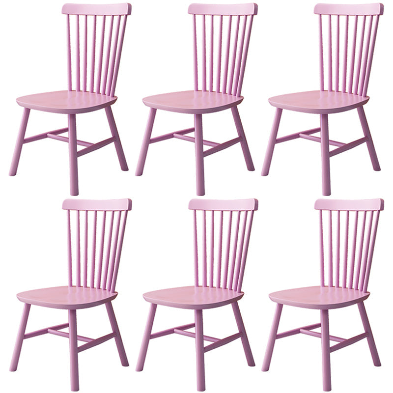 Contemporary Kitchen Wood Square Dining Chair Windsor Back Dining Side Chair Rose Bloom Set of 6 Clearhalo ' kitchen&dining_furn' 'Dining Chairs' 'Dining Tables & Seating' 'dining_chair' 'Furniture' 'furniture_dining_chair' 'Kitchen & Dining Furniture' 'kitchen' 3455415