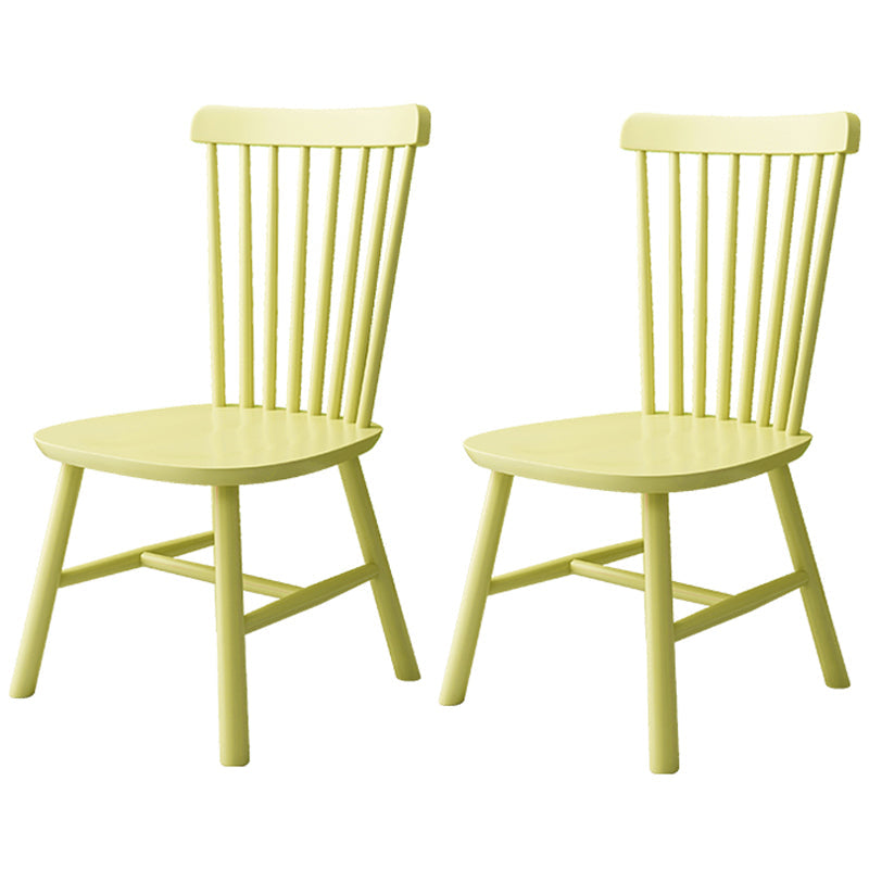 Contemporary Kitchen Wood Square Dining Chair Windsor Back Dining Side Chair Yellow Set of 2 Clearhalo ' kitchen&dining_furn' 'Dining Chairs' 'Dining Tables & Seating' 'dining_chair' 'Furniture' 'furniture_dining_chair' 'Kitchen & Dining Furniture' 'kitchen' 3455416