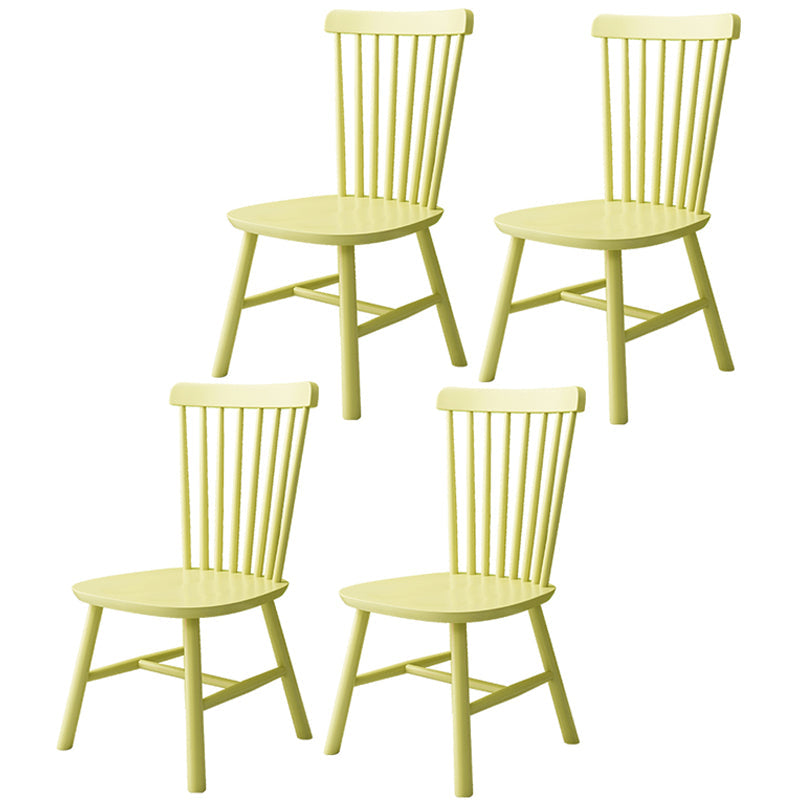Contemporary Kitchen Wood Square Dining Chair Windsor Back Dining Side Chair Yellow Set of 4 Clearhalo ' kitchen&dining_furn' 'Dining Chairs' 'Dining Tables & Seating' 'dining_chair' 'Furniture' 'furniture_dining_chair' 'Kitchen & Dining Furniture' 'kitchen' 3455417