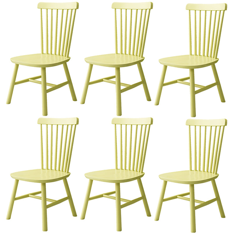 Contemporary Kitchen Wood Square Dining Chair Windsor Back Dining Side Chair Yellow Set of 6 Clearhalo ' kitchen&dining_furn' 'Dining Chairs' 'Dining Tables & Seating' 'dining_chair' 'Furniture' 'furniture_dining_chair' 'Kitchen & Dining Furniture' 'kitchen' 3455418