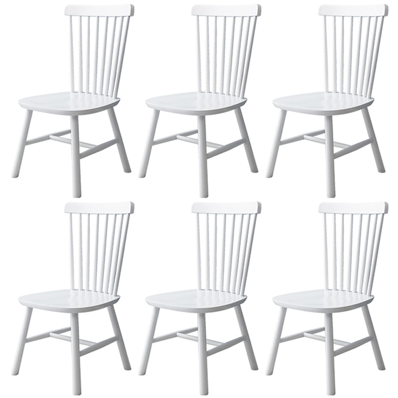 Contemporary Kitchen Wood Square Dining Chair Windsor Back Dining Side Chair White Set of 6 Clearhalo ' kitchen&dining_furn' 'Dining Chairs' 'Dining Tables & Seating' 'dining_chair' 'Furniture' 'furniture_dining_chair' 'Kitchen & Dining Furniture' 'kitchen' 3455421