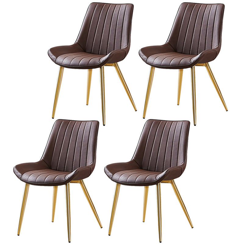 Glam Style Dining Room Chair Wingback Parsons Chair with 4 Metal Legs for Home Use Brown Brass Gold Set of 4 Clearhalo ' kitchen&dining_furn' 'Dining Chairs' 'Dining Tables & Seating' 'dining_chair' 'Furniture' 'furniture_dining_chair' 'Kitchen & Dining Furniture' 'kitchen' 3455449