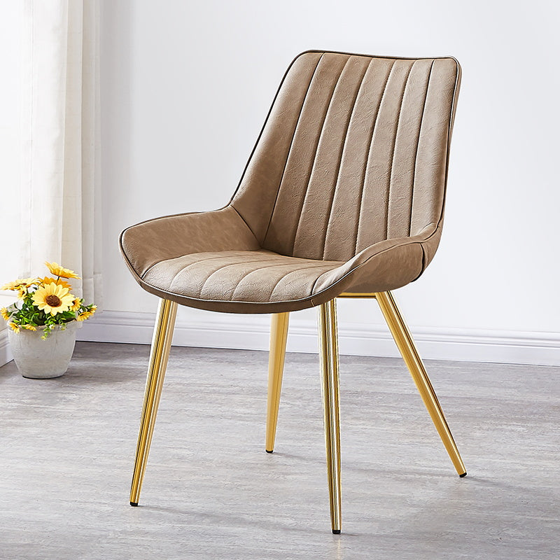Glam Style Dining Room Chair Wingback Parsons Chair with 4 Metal Legs for Home Use Light Khaki Brass Gold 1 Piece Clearhalo ' kitchen&dining_furn' 'Dining Chairs' 'Dining Tables & Seating' 'dining_chair' 'Furniture' 'furniture_dining_chair' 'Kitchen & Dining Furniture' 'kitchen' 3455450