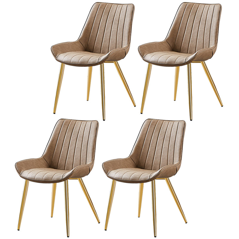 Glam Style Dining Room Chair Wingback Parsons Chair with 4 Metal Legs for Home Use Light Khaki Brass Gold Set of 4 Clearhalo ' kitchen&dining_furn' 'Dining Chairs' 'Dining Tables & Seating' 'dining_chair' 'Furniture' 'furniture_dining_chair' 'Kitchen & Dining Furniture' 'kitchen' 3455452