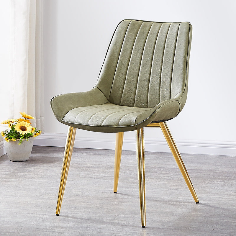 Glam Style Dining Room Chair Wingback Parsons Chair with 4 Metal Legs for Home Use Pea Green Brass Gold 1 Piece Clearhalo ' kitchen&dining_furn' 'Dining Chairs' 'Dining Tables & Seating' 'dining_chair' 'Furniture' 'furniture_dining_chair' 'Kitchen & Dining Furniture' 'kitchen' 3455453