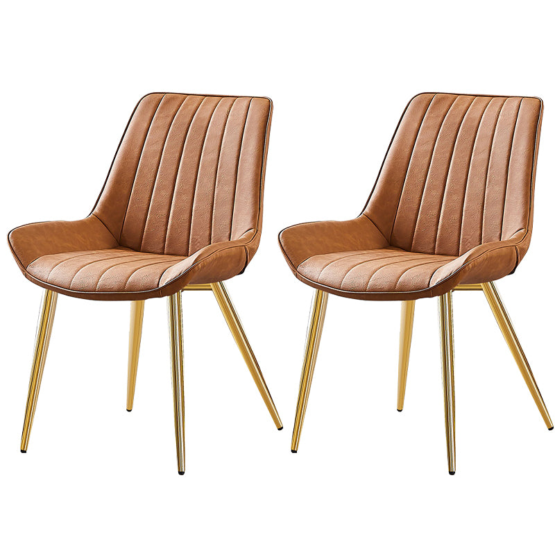 Glam Style Dining Room Chair Wingback Parsons Chair with 4 Metal Legs for Home Use Coffee Brass Gold Set of 2 Clearhalo ' kitchen&dining_furn' 'Dining Chairs' 'Dining Tables & Seating' 'dining_chair' 'Furniture' 'furniture_dining_chair' 'Kitchen & Dining Furniture' 'kitchen' 3455460