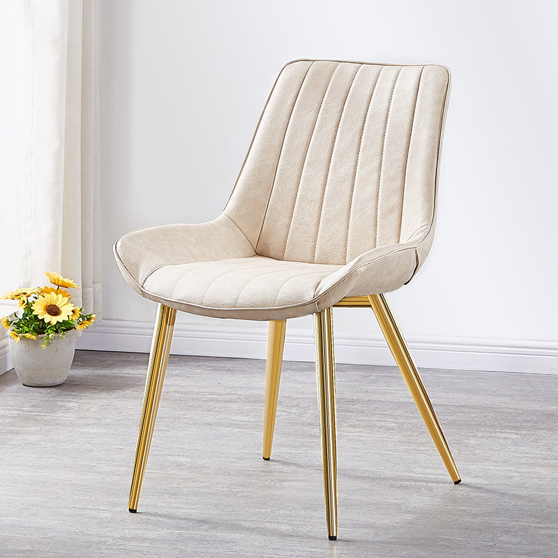 Glam Style Dining Room Chair Wingback Parsons Chair with 4 Metal Legs for Home Use White Brass Gold 1 Piece Clearhalo ' kitchen&dining_furn' 'Dining Chairs' 'Dining Tables & Seating' 'dining_chair' 'Furniture' 'furniture_dining_chair' 'Kitchen & Dining Furniture' 'kitchen' 3455468