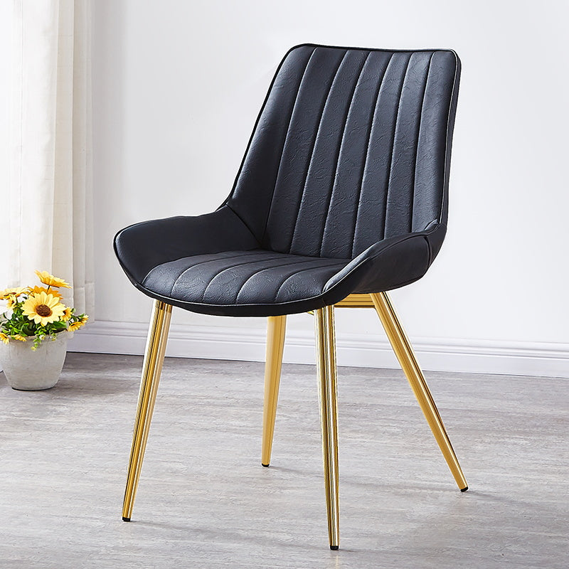 Glam Style Dining Room Chair Wingback Parsons Chair with 4 Metal Legs for Home Use Black Brass Gold 1 Piece Clearhalo ' kitchen&dining_furn' 'Dining Chairs' 'Dining Tables & Seating' 'dining_chair' 'Furniture' 'furniture_dining_chair' 'Kitchen & Dining Furniture' 'kitchen' 3455471