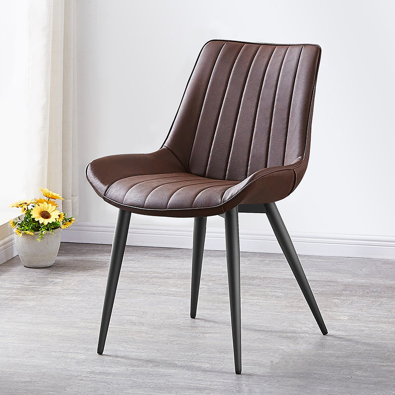Glam Style Dining Room Chair Wingback Parsons Chair with 4 Metal Legs for Home Use Brown Black 1 Piece Clearhalo ' kitchen&dining_furn' 'Dining Chairs' 'Dining Tables & Seating' 'dining_chair' 'Furniture' 'furniture_dining_chair' 'Kitchen & Dining Furniture' 'kitchen' 3455477