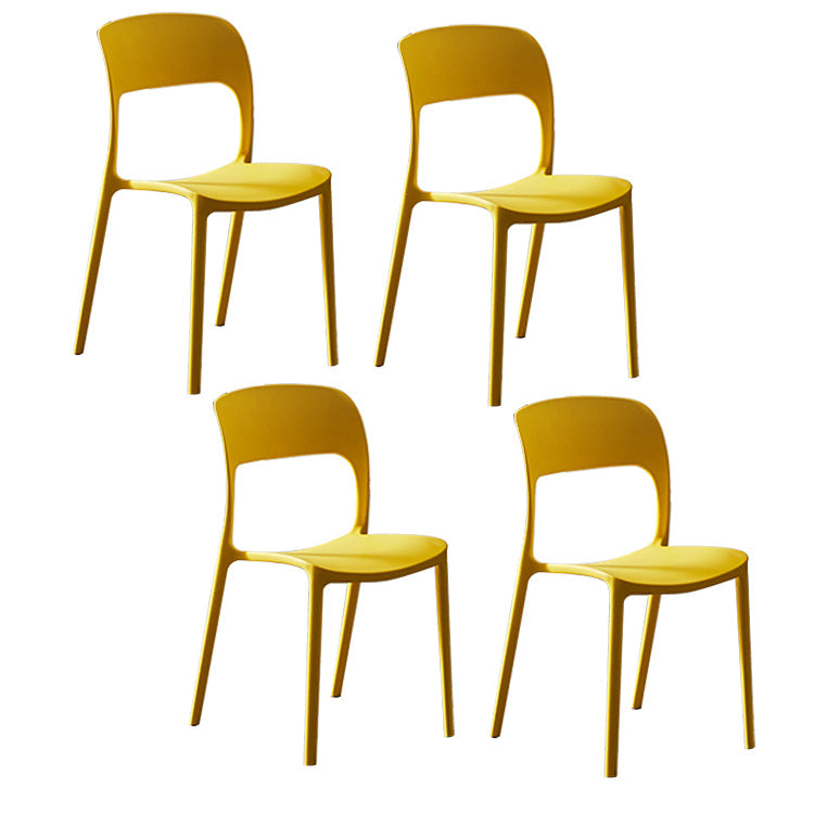 Home Side Chair Stackable Contemporary Open Back Plastic Dining Room Chair Yellow Set of 4 Clearhalo ' kitchen&dining_furn' 'Dining Chairs' 'Dining Tables & Seating' 'dining_chair' 'Furniture' 'furniture_dining_chair' 'Kitchen & Dining Furniture' 'kitchen' 3455484