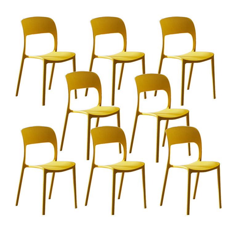 Home Side Chair Stackable Contemporary Open Back Plastic Dining Room Chair Yellow Set of 8 Clearhalo ' kitchen&dining_furn' 'Dining Chairs' 'Dining Tables & Seating' 'dining_chair' 'Furniture' 'furniture_dining_chair' 'Kitchen & Dining Furniture' 'kitchen' 3455486