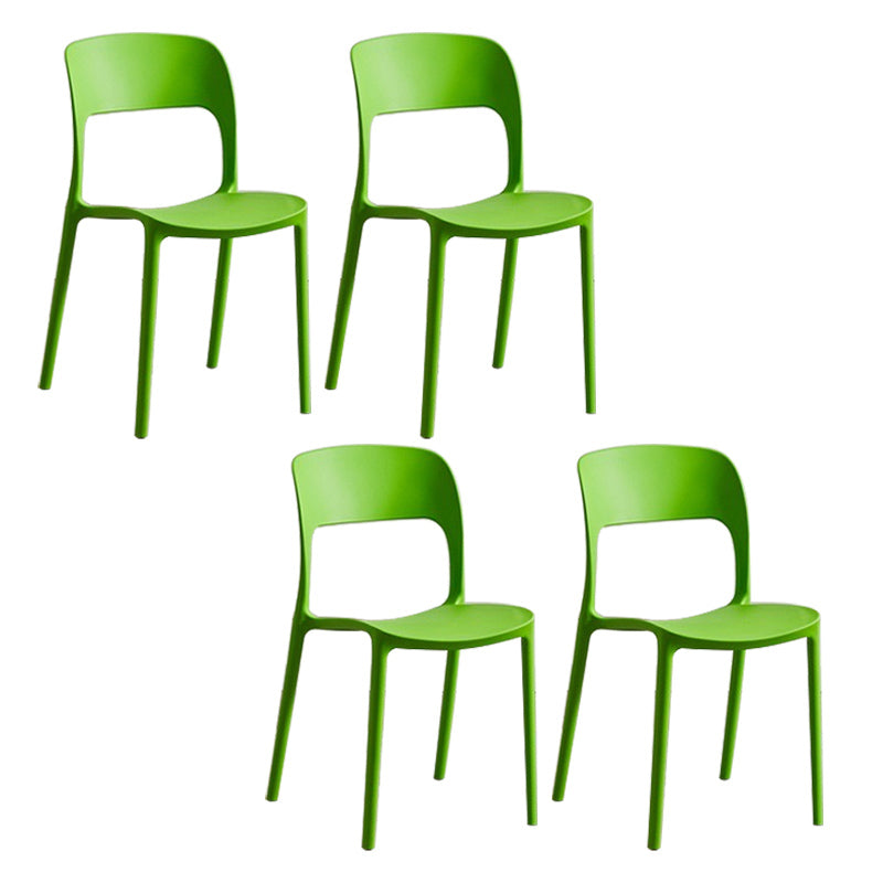 Home Side Chair Stackable Contemporary Open Back Plastic Dining Room Chair Green Set of 4 Clearhalo ' kitchen&dining_furn' 'Dining Chairs' 'Dining Tables & Seating' 'dining_chair' 'Furniture' 'furniture_dining_chair' 'Kitchen & Dining Furniture' 'kitchen' 3455487