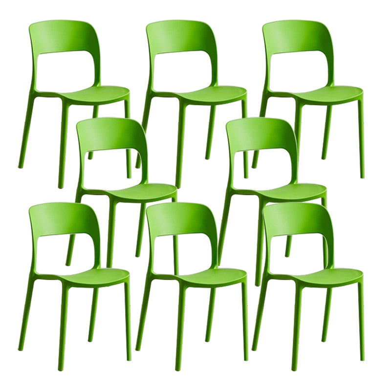 Home Side Chair Stackable Contemporary Open Back Plastic Dining Room Chair Green Set of 8 Clearhalo ' kitchen&dining_furn' 'Dining Chairs' 'Dining Tables & Seating' 'dining_chair' 'Furniture' 'furniture_dining_chair' 'Kitchen & Dining Furniture' 'kitchen' 3455490
