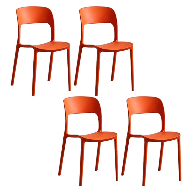 Home Side Chair Stackable Contemporary Open Back Plastic Dining Room Chair Orange Set of 4 Clearhalo ' kitchen&dining_furn' 'Dining Chairs' 'Dining Tables & Seating' 'dining_chair' 'Furniture' 'furniture_dining_chair' 'Kitchen & Dining Furniture' 'kitchen' 3455491