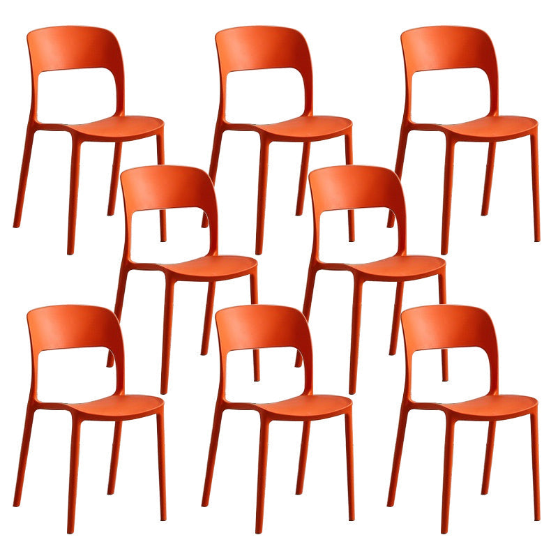 Home Side Chair Stackable Contemporary Open Back Plastic Dining Room Chair Orange Set of 8 Clearhalo ' kitchen&dining_furn' 'Dining Chairs' 'Dining Tables & Seating' 'dining_chair' 'Furniture' 'furniture_dining_chair' 'Kitchen & Dining Furniture' 'kitchen' 3455493
