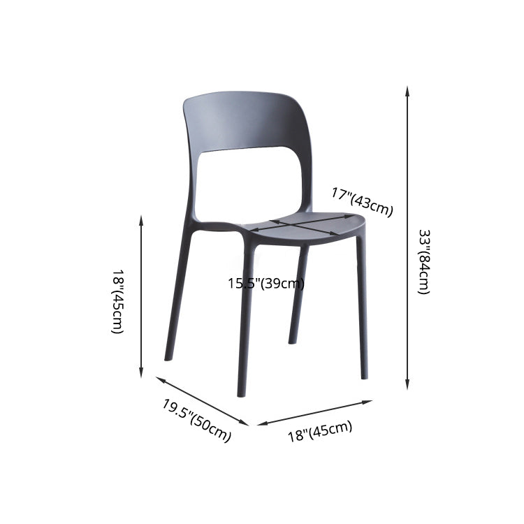 Home Side Chair Stackable Contemporary Open Back Plastic Dining Room Chair Clearhalo ' kitchen&dining_furn' 'Dining Chairs' 'Dining Tables & Seating' 'dining_chair' 'Furniture' 'furniture_dining_chair' 'Kitchen & Dining Furniture' 'kitchen' 3455499