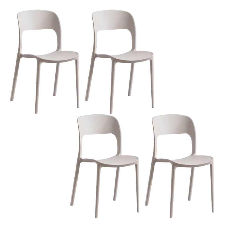 Home Side Chair Stackable Contemporary Open Back Plastic Dining Room Chair White Set of 4 Clearhalo ' kitchen&dining_furn' 'Dining Chairs' 'Dining Tables & Seating' 'dining_chair' 'Furniture' 'furniture_dining_chair' 'Kitchen & Dining Furniture' 'kitchen' 3455500