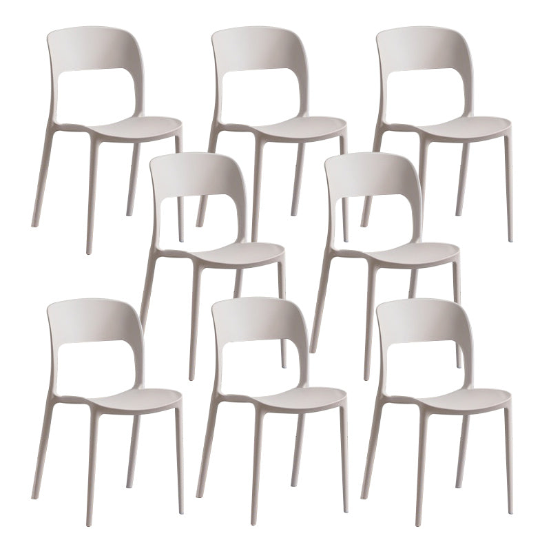 Home Side Chair Stackable Contemporary Open Back Plastic Dining Room Chair White Set of 8 Clearhalo ' kitchen&dining_furn' 'Dining Chairs' 'Dining Tables & Seating' 'dining_chair' 'Furniture' 'furniture_dining_chair' 'Kitchen & Dining Furniture' 'kitchen' 3455502