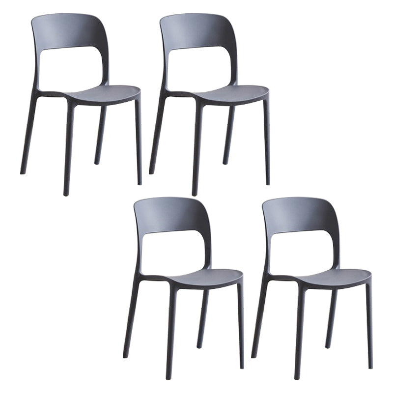 Home Side Chair Stackable Contemporary Open Back Plastic Dining Room Chair Grey Set of 4 Clearhalo ' kitchen&dining_furn' 'Dining Chairs' 'Dining Tables & Seating' 'dining_chair' 'Furniture' 'furniture_dining_chair' 'Kitchen & Dining Furniture' 'kitchen' 3455504