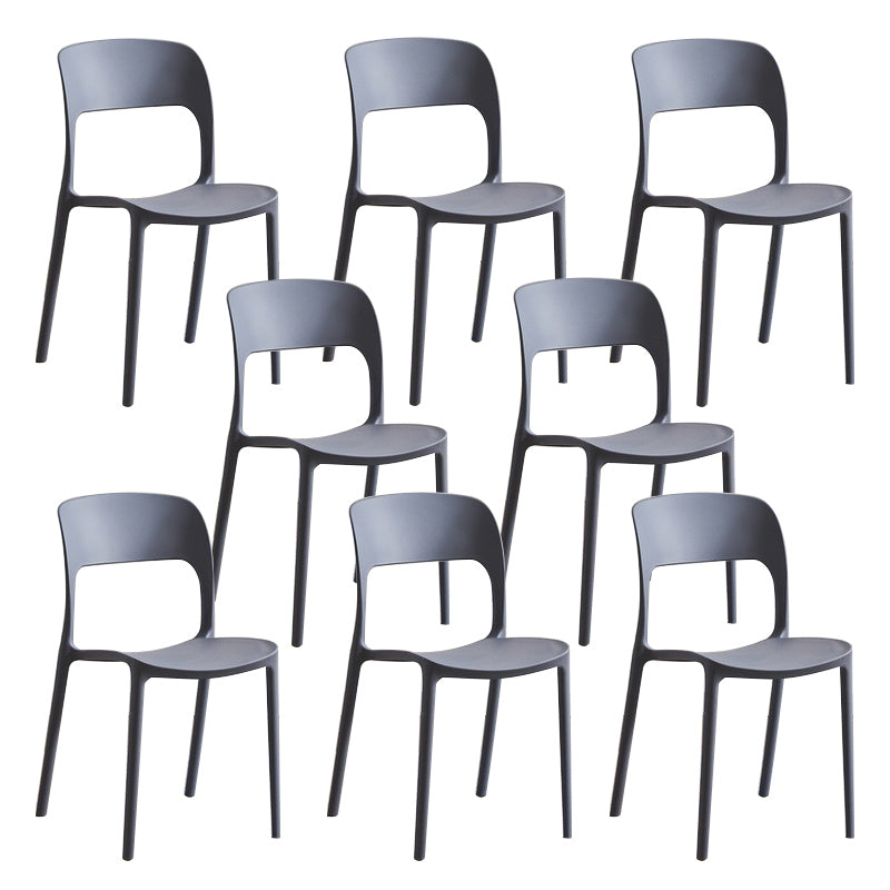Home Side Chair Stackable Contemporary Open Back Plastic Dining Room Chair Grey Set of 8 Clearhalo ' kitchen&dining_furn' 'Dining Chairs' 'Dining Tables & Seating' 'dining_chair' 'Furniture' 'furniture_dining_chair' 'Kitchen & Dining Furniture' 'kitchen' 3455506