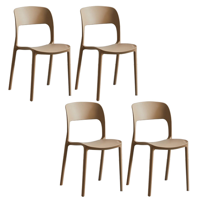 Home Side Chair Stackable Contemporary Open Back Plastic Dining Room Chair Camel Set of 4 Clearhalo ' kitchen&dining_furn' 'Dining Chairs' 'Dining Tables & Seating' 'dining_chair' 'Furniture' 'furniture_dining_chair' 'Kitchen & Dining Furniture' 'kitchen' 3455507