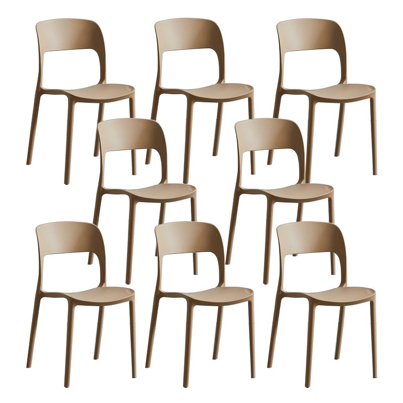Home Side Chair Stackable Contemporary Open Back Plastic Dining Room Chair Camel Set of 8 Clearhalo ' kitchen&dining_furn' 'Dining Chairs' 'Dining Tables & Seating' 'dining_chair' 'Furniture' 'furniture_dining_chair' 'Kitchen & Dining Furniture' 'kitchen' 3455508
