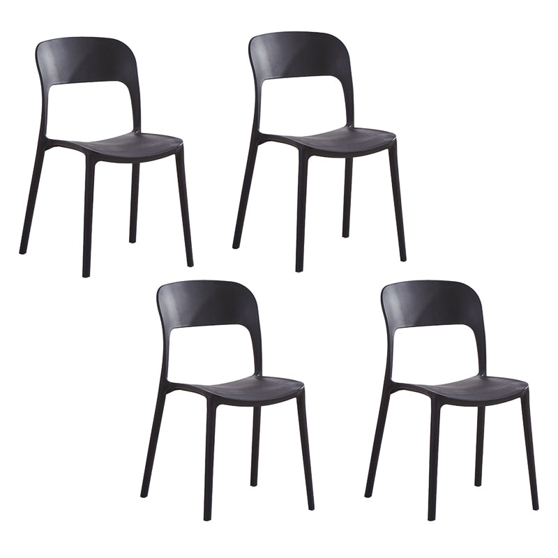 Home Side Chair Stackable Contemporary Open Back Plastic Dining Room Chair Black Set of 4 Clearhalo ' kitchen&dining_furn' 'Dining Chairs' 'Dining Tables & Seating' 'dining_chair' 'Furniture' 'furniture_dining_chair' 'Kitchen & Dining Furniture' 'kitchen' 3455509