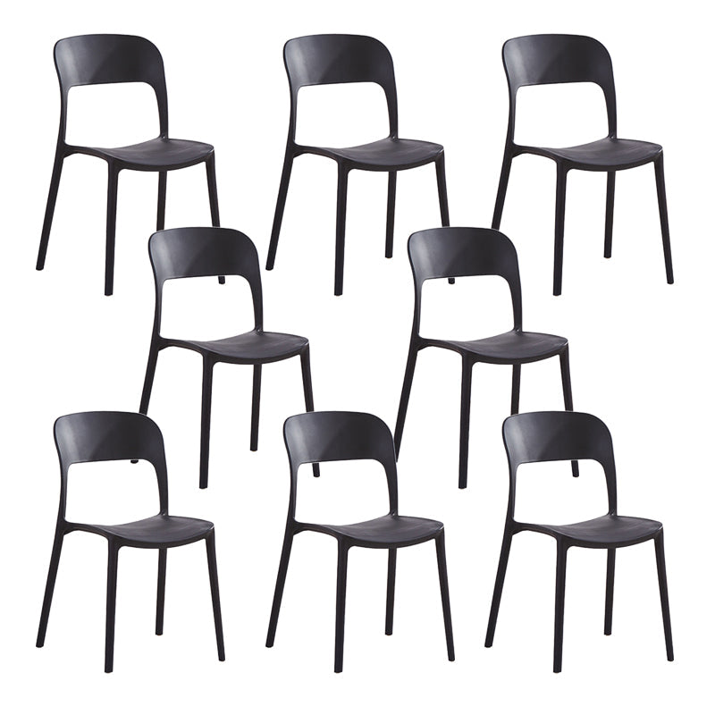 Home Side Chair Stackable Contemporary Open Back Plastic Dining Room Chair Black Set of 8 Clearhalo ' kitchen&dining_furn' 'Dining Chairs' 'Dining Tables & Seating' 'dining_chair' 'Furniture' 'furniture_dining_chair' 'Kitchen & Dining Furniture' 'kitchen' 3455510