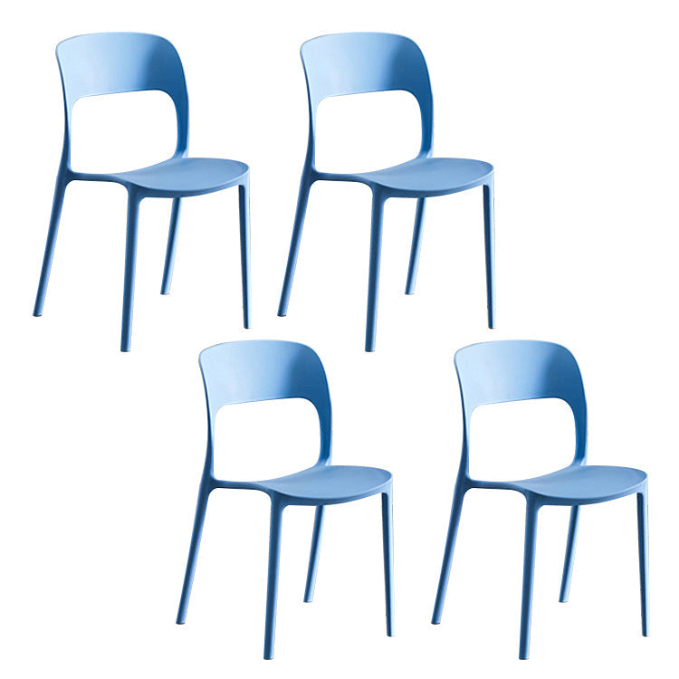 Home Side Chair Stackable Contemporary Open Back Plastic Dining Room Chair Light Blue Set of 4 Clearhalo ' kitchen&dining_furn' 'Dining Chairs' 'Dining Tables & Seating' 'dining_chair' 'Furniture' 'furniture_dining_chair' 'Kitchen & Dining Furniture' 'kitchen' 3455511