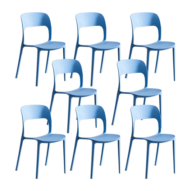 Home Side Chair Stackable Contemporary Open Back Plastic Dining Room Chair Light Blue Set of 8 Clearhalo ' kitchen&dining_furn' 'Dining Chairs' 'Dining Tables & Seating' 'dining_chair' 'Furniture' 'furniture_dining_chair' 'Kitchen & Dining Furniture' 'kitchen' 3455512
