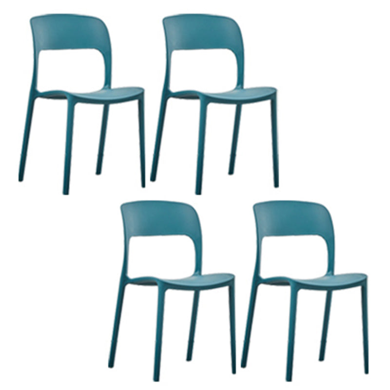 Home Side Chair Stackable Contemporary Open Back Plastic Dining Room Chair Dark Blue Set of 4 Clearhalo ' kitchen&dining_furn' 'Dining Chairs' 'Dining Tables & Seating' 'dining_chair' 'Furniture' 'furniture_dining_chair' 'Kitchen & Dining Furniture' 'kitchen' 3455513