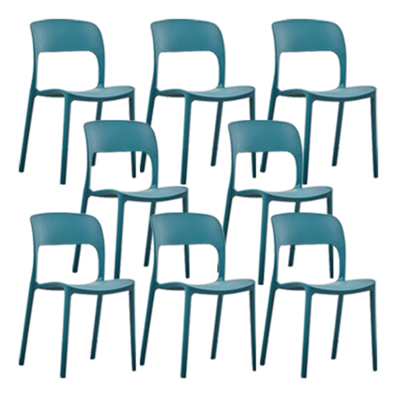 Home Side Chair Stackable Contemporary Open Back Plastic Dining Room Chair Dark Blue Set of 8 Clearhalo ' kitchen&dining_furn' 'Dining Chairs' 'Dining Tables & Seating' 'dining_chair' 'Furniture' 'furniture_dining_chair' 'Kitchen & Dining Furniture' 'kitchen' 3455514
