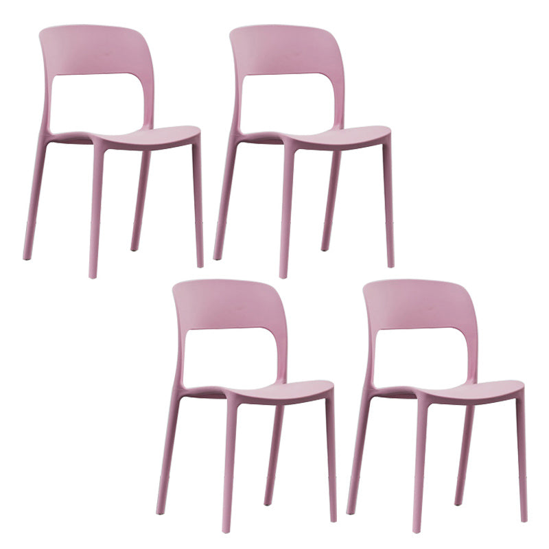 Home Side Chair Stackable Contemporary Open Back Plastic Dining Room Chair Pink Set of 4 Clearhalo ' kitchen&dining_furn' 'Dining Chairs' 'Dining Tables & Seating' 'dining_chair' 'Furniture' 'furniture_dining_chair' 'Kitchen & Dining Furniture' 'kitchen' 3455515