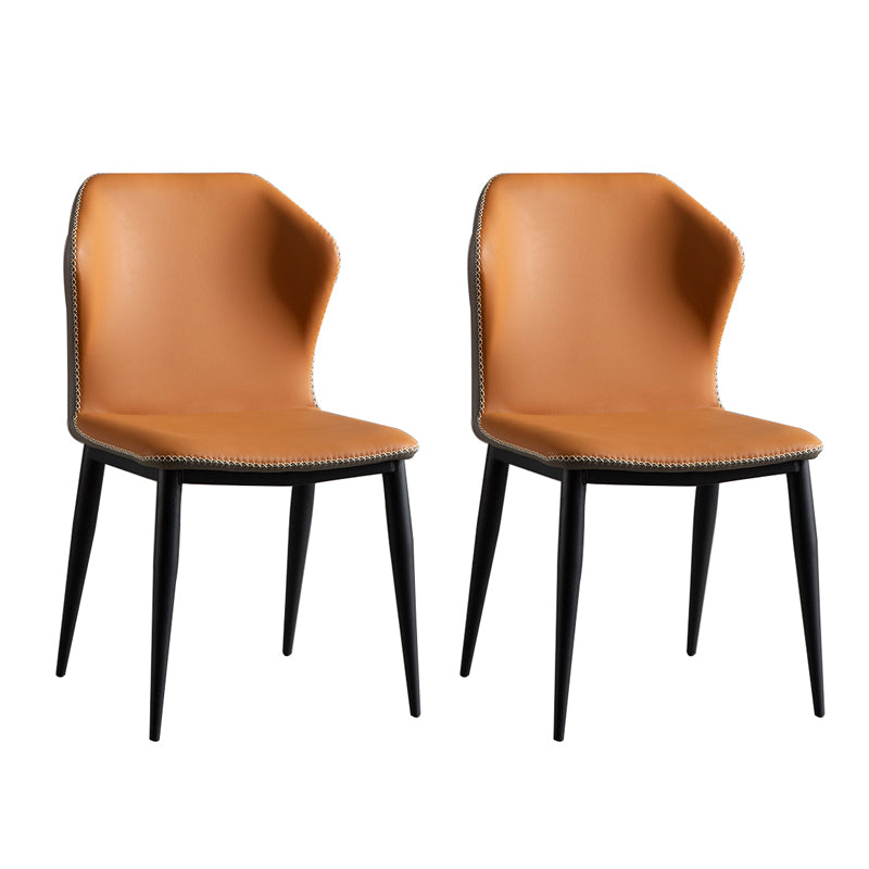 Metal Contemporary Dining Room Chair Metallic Finish Wingback Side Chair Orange Set of 2 Clearhalo ' kitchen&dining_furn' 'Dining Chairs' 'Dining Tables & Seating' 'dining_chair' 'Furniture' 'furniture_dining_chair' 'Kitchen & Dining Furniture' 'kitchen' 3455518
