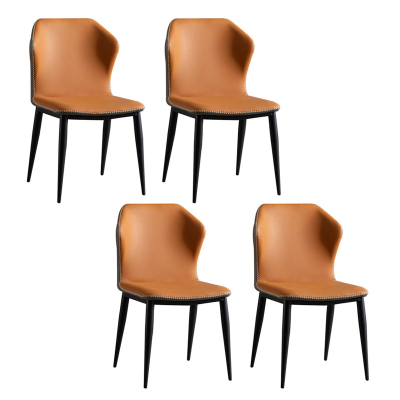 Metal Contemporary Dining Room Chair Metallic Finish Wingback Side Chair Orange Set of 4 Clearhalo ' kitchen&dining_furn' 'Dining Chairs' 'Dining Tables & Seating' 'dining_chair' 'Furniture' 'furniture_dining_chair' 'Kitchen & Dining Furniture' 'kitchen' 3455519