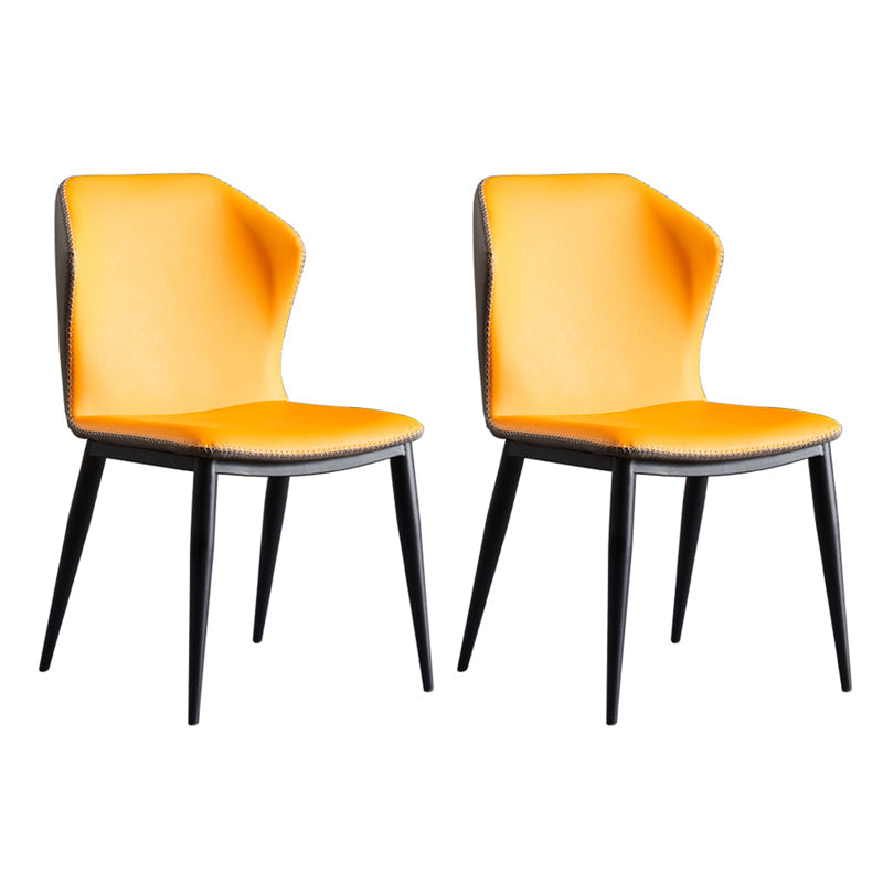 Metal Contemporary Dining Room Chair Metallic Finish Wingback Side Chair Yellow Set of 2 Clearhalo ' kitchen&dining_furn' 'Dining Chairs' 'Dining Tables & Seating' 'dining_chair' 'Furniture' 'furniture_dining_chair' 'Kitchen & Dining Furniture' 'kitchen' 3455523