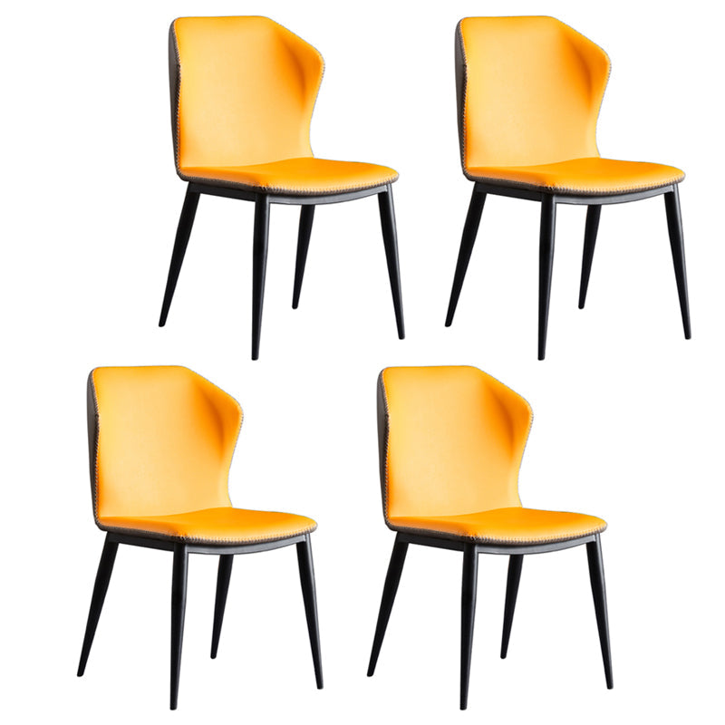 Metal Contemporary Dining Room Chair Metallic Finish Wingback Side Chair Yellow Set of 4 Clearhalo ' kitchen&dining_furn' 'Dining Chairs' 'Dining Tables & Seating' 'dining_chair' 'Furniture' 'furniture_dining_chair' 'Kitchen & Dining Furniture' 'kitchen' 3455525