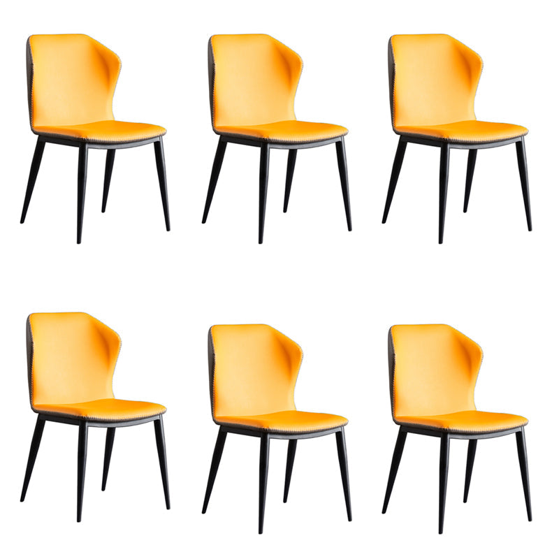 Metal Contemporary Dining Room Chair Metallic Finish Wingback Side Chair Yellow Set of 6 Clearhalo ' kitchen&dining_furn' 'Dining Chairs' 'Dining Tables & Seating' 'dining_chair' 'Furniture' 'furniture_dining_chair' 'Kitchen & Dining Furniture' 'kitchen' 3455527
