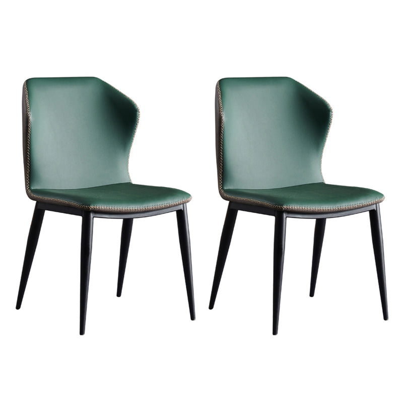 Metal Contemporary Dining Room Chair Metallic Finish Wingback Side Chair Blackish Green Set of 2 Clearhalo ' kitchen&dining_furn' 'Dining Chairs' 'Dining Tables & Seating' 'dining_chair' 'Furniture' 'furniture_dining_chair' 'Kitchen & Dining Furniture' 'kitchen' 3455529
