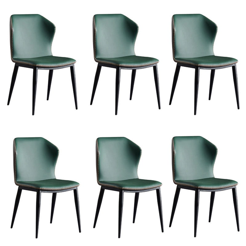 Metal Contemporary Dining Room Chair Metallic Finish Wingback Side Chair Blackish Green Set of 6 Clearhalo ' kitchen&dining_furn' 'Dining Chairs' 'Dining Tables & Seating' 'dining_chair' 'Furniture' 'furniture_dining_chair' 'Kitchen & Dining Furniture' 'kitchen' 3455531