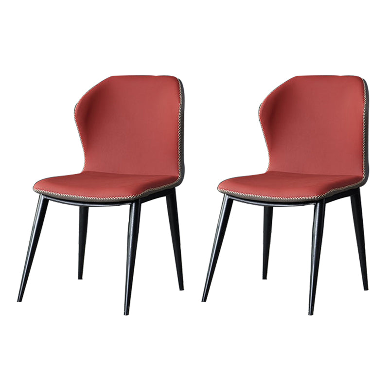 Metal Contemporary Dining Room Chair Metallic Finish Wingback Side Chair Red Set of 2 Clearhalo ' kitchen&dining_furn' 'Dining Chairs' 'Dining Tables & Seating' 'dining_chair' 'Furniture' 'furniture_dining_chair' 'Kitchen & Dining Furniture' 'kitchen' 3455533