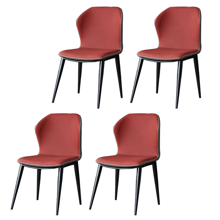 Metal Contemporary Dining Room Chair Metallic Finish Wingback Side Chair Red Set of 4 Clearhalo ' kitchen&dining_furn' 'Dining Chairs' 'Dining Tables & Seating' 'dining_chair' 'Furniture' 'furniture_dining_chair' 'Kitchen & Dining Furniture' 'kitchen' 3455536