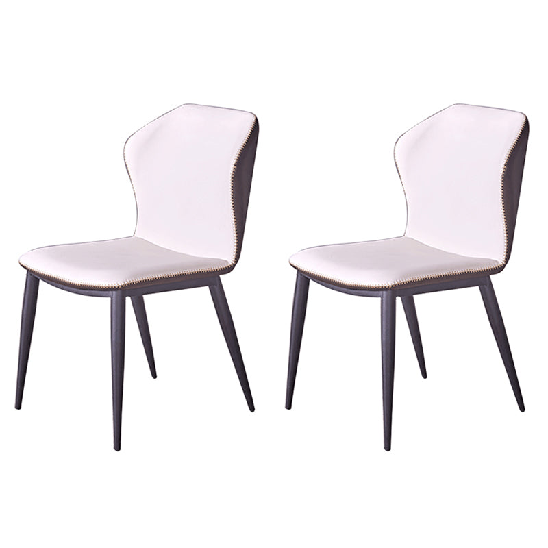 Metal Contemporary Dining Room Chair Metallic Finish Wingback Side Chair White Set of 2 Clearhalo ' kitchen&dining_furn' 'Dining Chairs' 'Dining Tables & Seating' 'dining_chair' 'Furniture' 'furniture_dining_chair' 'Kitchen & Dining Furniture' 'kitchen' 3455539