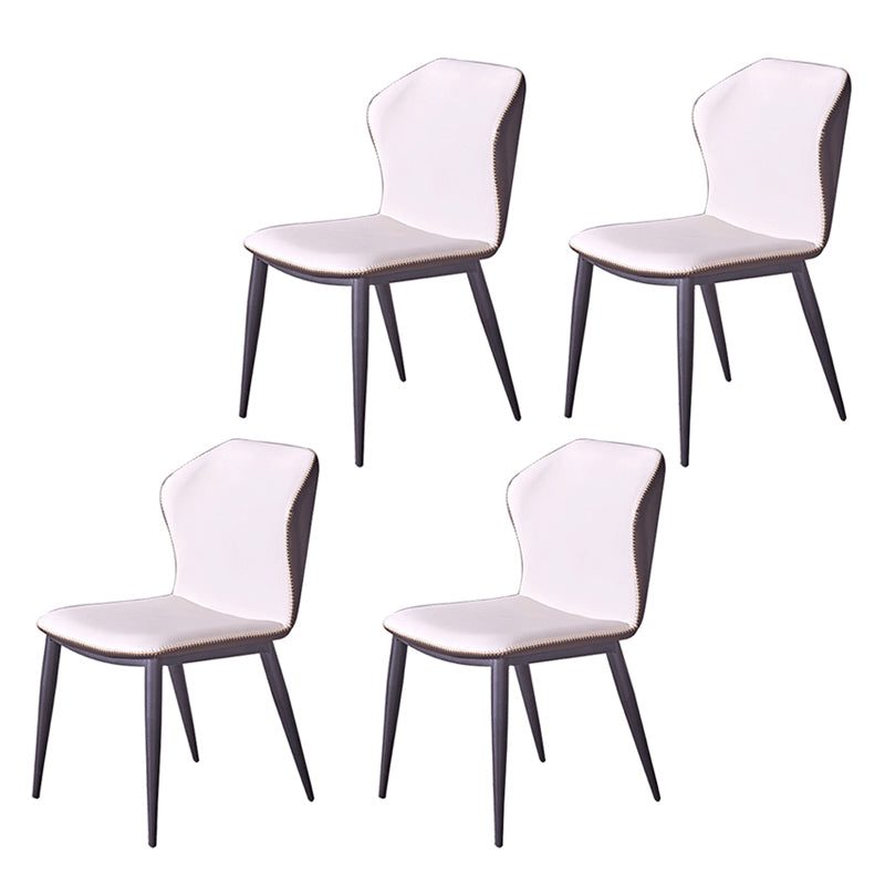 Metal Contemporary Dining Room Chair Metallic Finish Wingback Side Chair White Set of 4 Clearhalo ' kitchen&dining_furn' 'Dining Chairs' 'Dining Tables & Seating' 'dining_chair' 'Furniture' 'furniture_dining_chair' 'Kitchen & Dining Furniture' 'kitchen' 3455540